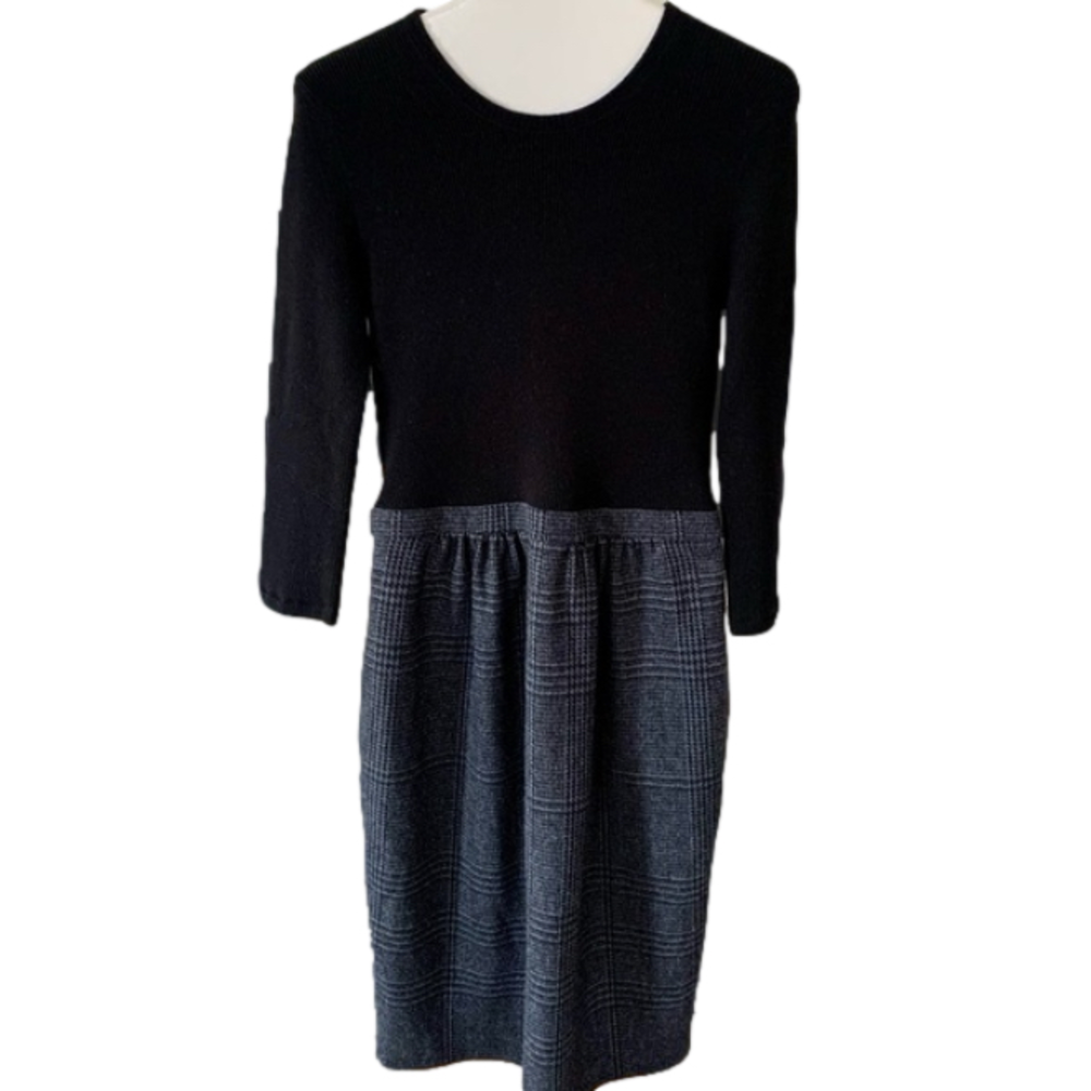 BURBERRY London Navy & Gray Wool Dress